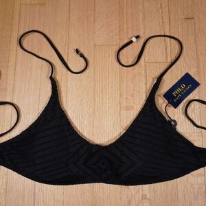 Polo Ralph Lauren Bikini Top Black Size M Polyester Elestane Brand New
